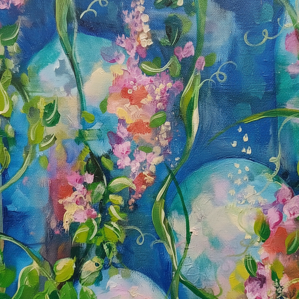 Close-up detail showing brushwork and texture