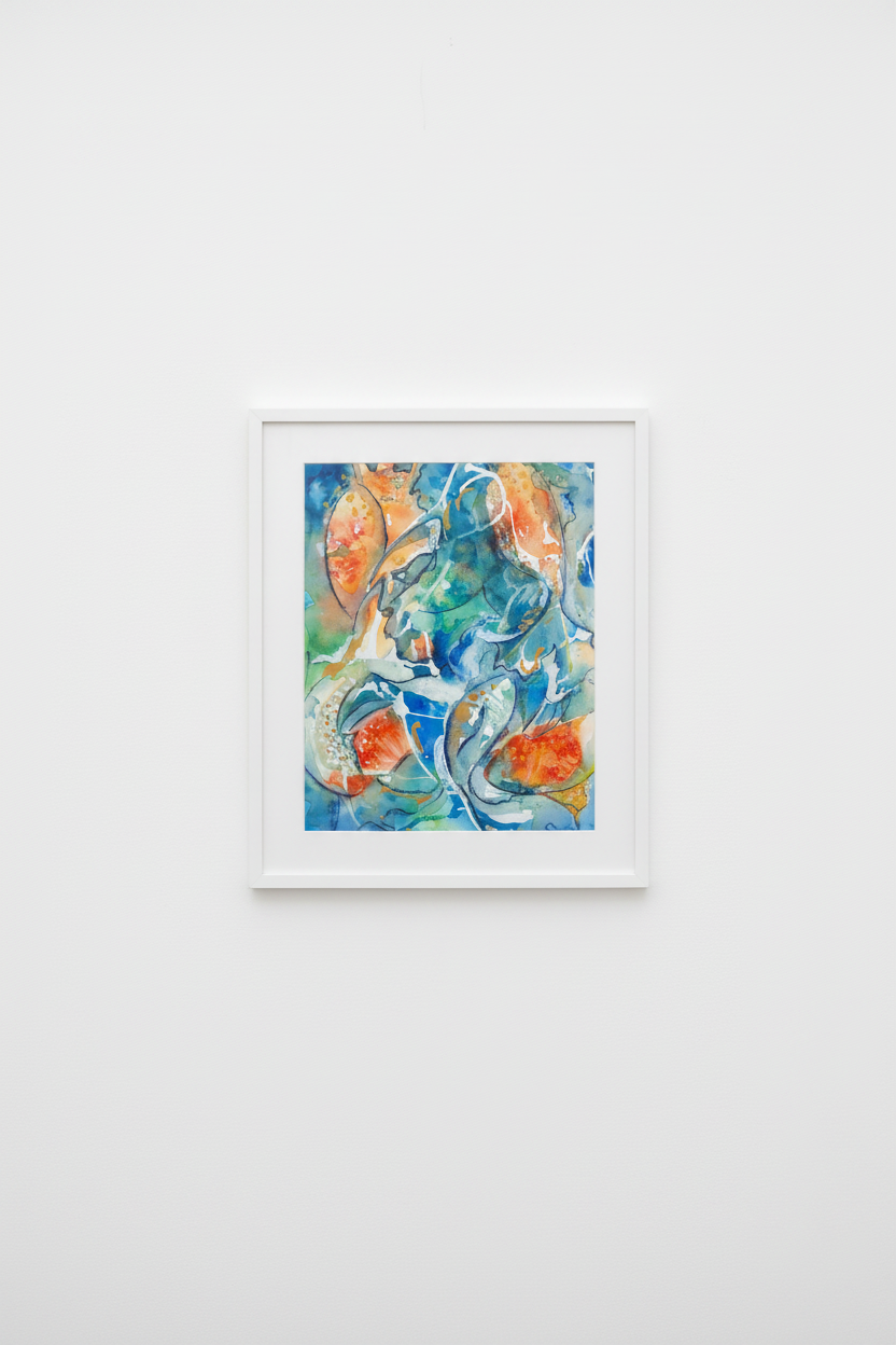 A3 painting gallery wall mockup in white frame