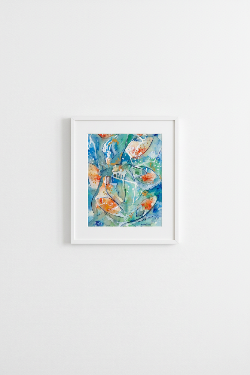 A3 painting gallery wall mockup in white frame