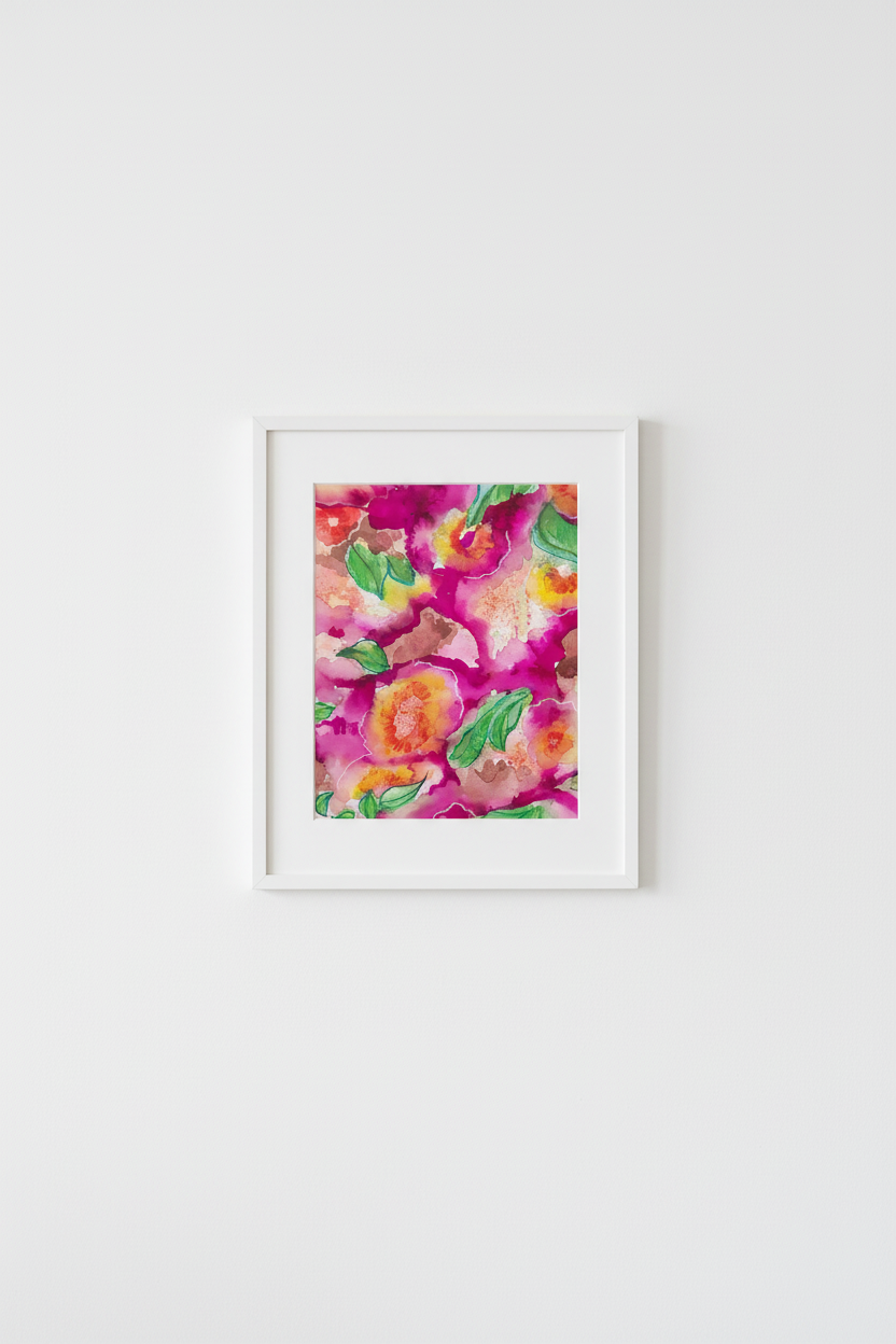 A3 painting gallery wall mockup in white frame