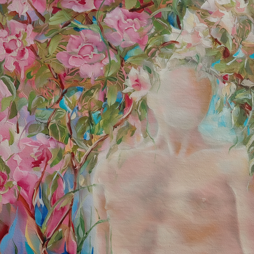 The Gardener — detail of blossom tree brushwork