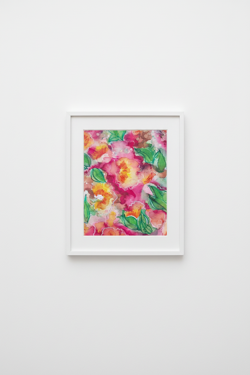 A3 painting gallery wall mockup in white frame