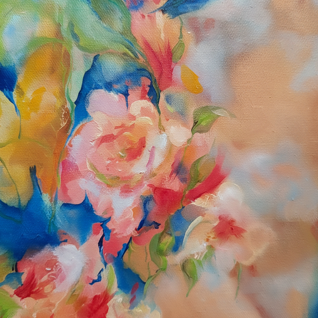 Close-up detail showing brushwork and texture
