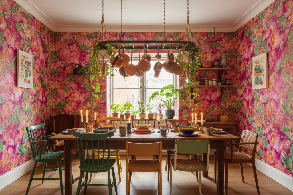 Summer Garden — Maximalist Kitchen Dining Room Wallpaper